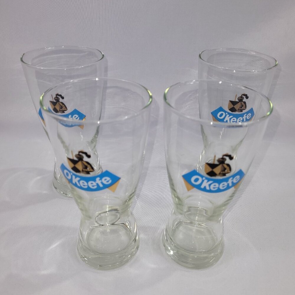 Vintage O'Keefe 6.5" Beer Glass Set 4 Bar Glasses